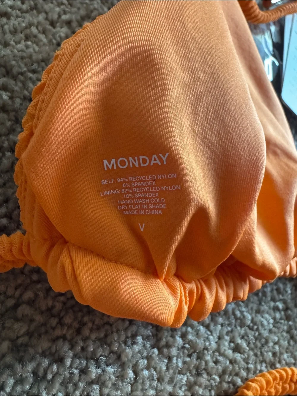 NWT Monday Swimwear Palma Top Tangerine Crinkle